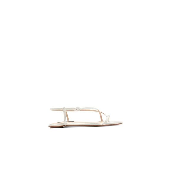 AQUA Womens White Toe Loop Strappy Lory Square Toe Leather Slingback Sandal 7 B - Picture 3 of 4